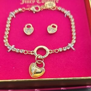 Juicy Couture Gold and Silver Heart Charm Bracelet Set
